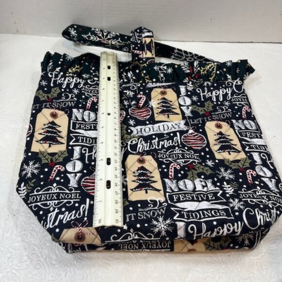Handmade Winter Fabric Button Closure Cotton Tote Handbag w/Eyeglass Case NEW - Picture 8 of 10